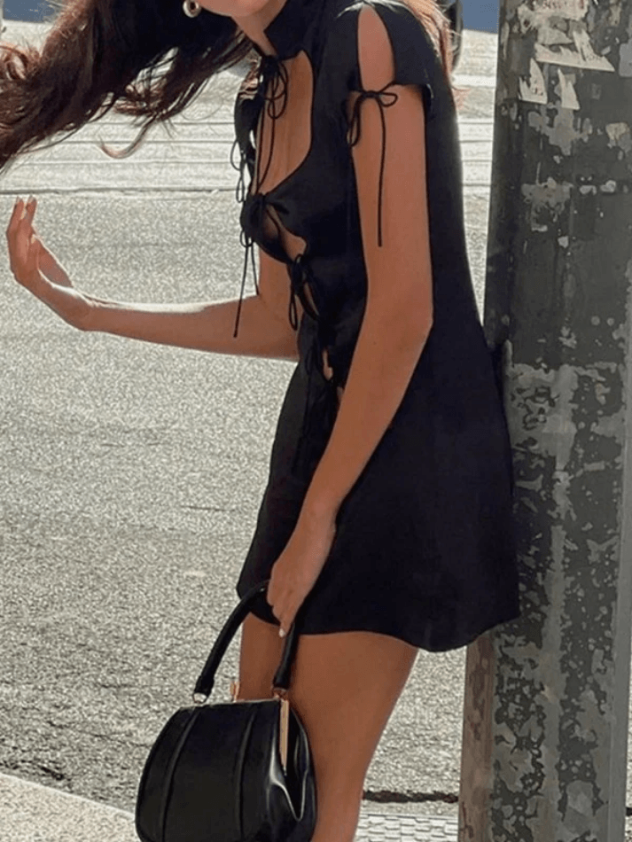 Sixsr Lace Up Cutout Bodycon Mini Dress