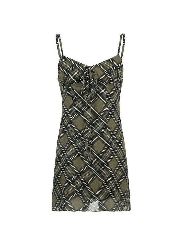 Sixsr Lining Checkered Print Mini Dress