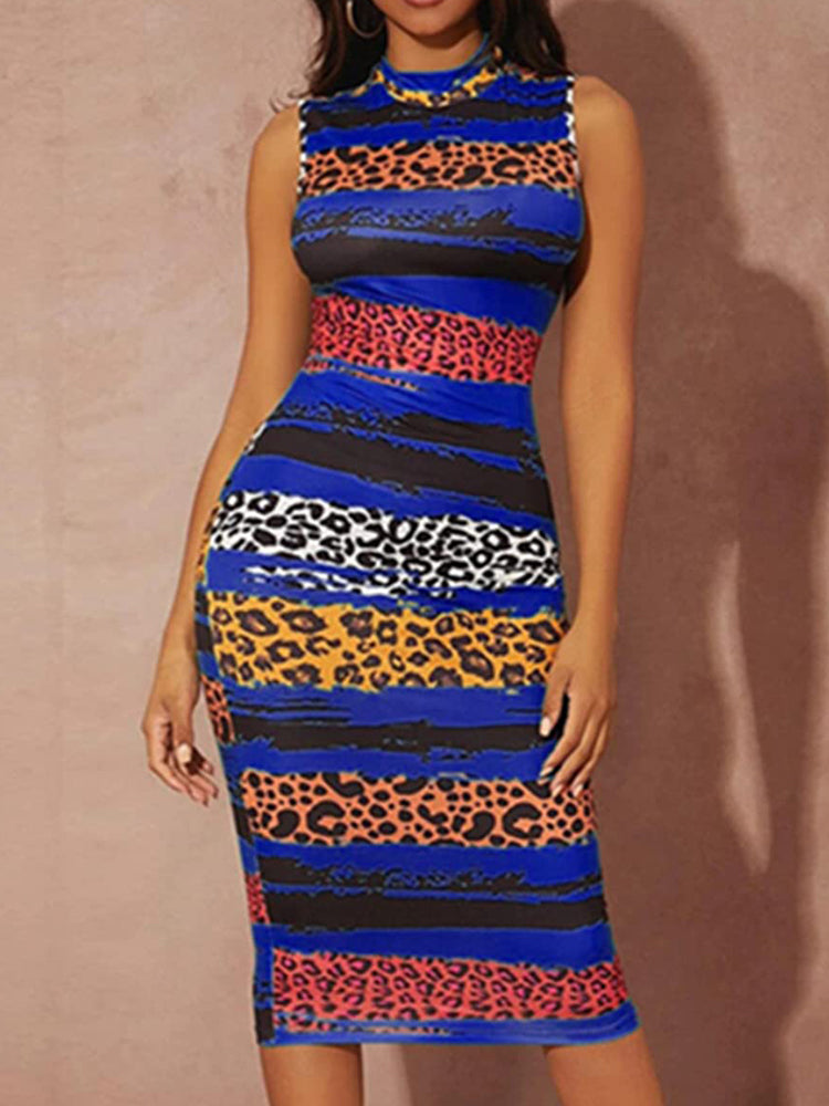 Sixsr Print Bodycon Midi Dress