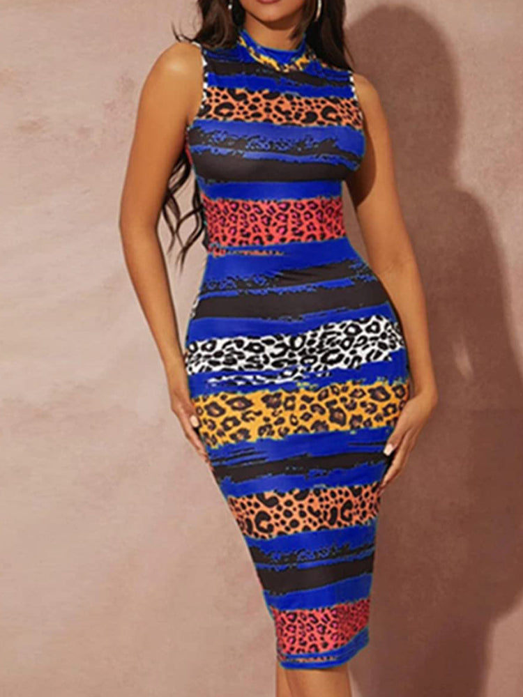 Sixsr Print Bodycon Midi Dress