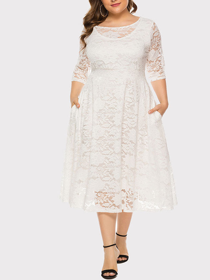 Sixsr Lace Evening A-Line Dress