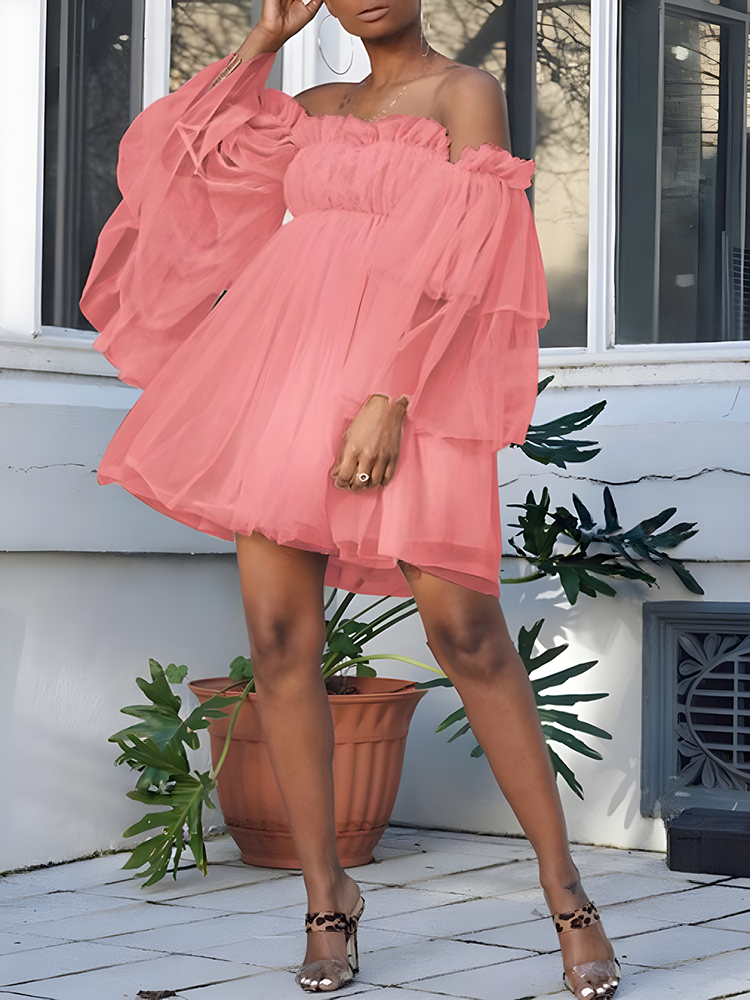 Sixsr Princess Tulle Off Shoulder Dress