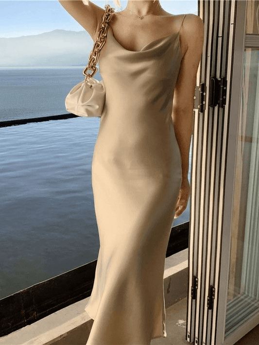 Sixsr Satin Slip Maxi Dress