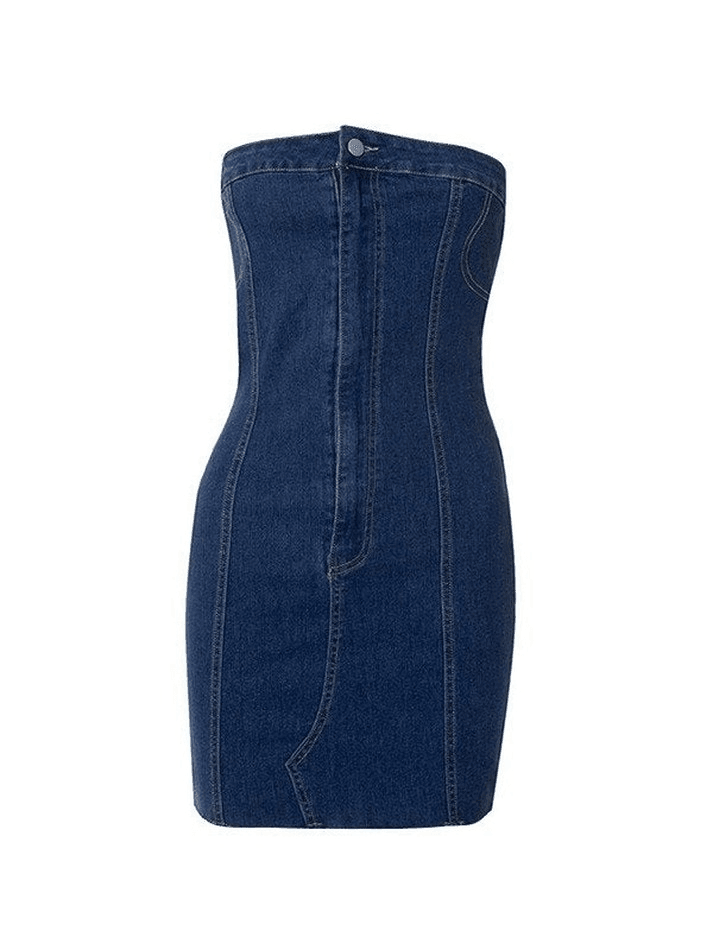 Sixsr Strapless Denim Mini Dress