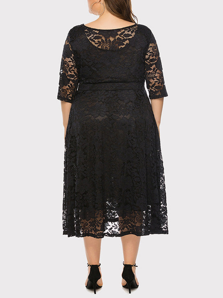 Sixsr Lace Evening A-Line Dress