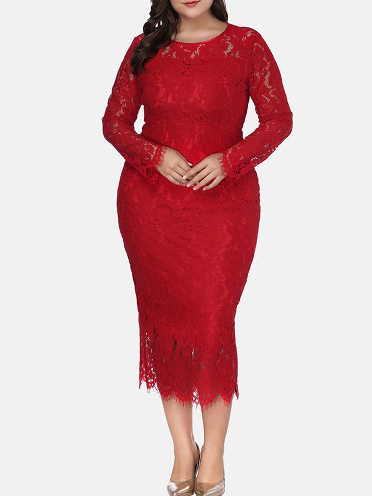 Sixsr Long Sleeve Lace Maxi Dress