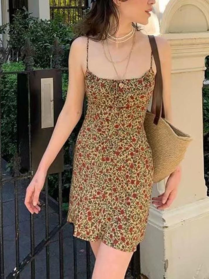 Sixsr Vintage Floral Slip Mini Dress