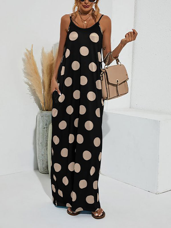 Sixsr Polka Dot Print Spaghetti Strap Dress